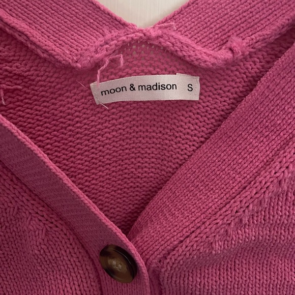 Anthropologie Moon & Madison Bobble Sleeve Crop Cardigan Sweater - Picture 4 of 5